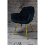 Fotel Dankor Design ARTEN welur szaro czarny nogi złote