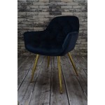 Fotel Dankor Design ARTEN welur szaro czarny nogi złote