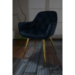 Fotel Dankor Design ARTEN welur szaro czarny nogi złote
