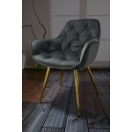 Fotel Dankor Design ARTEN welur szary nogi złote