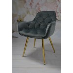 Fotel Dankor Design ARTEN welur szary nogi złote