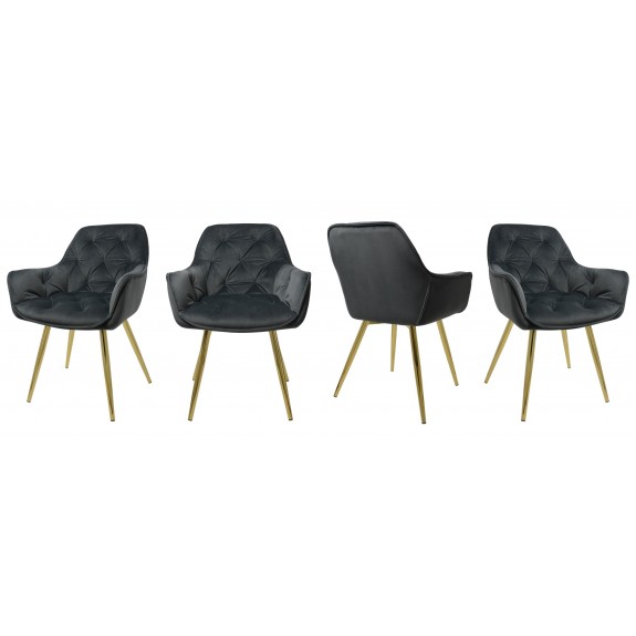 Fotel Dankor Design ARTEN welur szary nogi złote