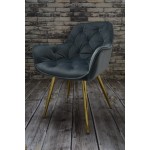 Fotel Dankor Design ARTEN welur szary nogi złote