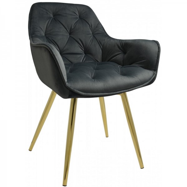 Fotel Dankor Design ARTEN welur szary nogi złote