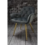 Fotel Dankor Design ARTEN welur szary nogi złote
