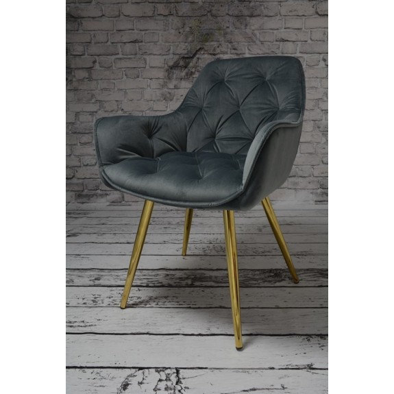 Fotel Dankor Design ARTEN welur szary nogi złote