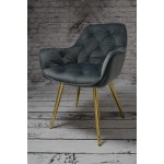 Fotel Dankor Design ARTEN welur szary nogi złote