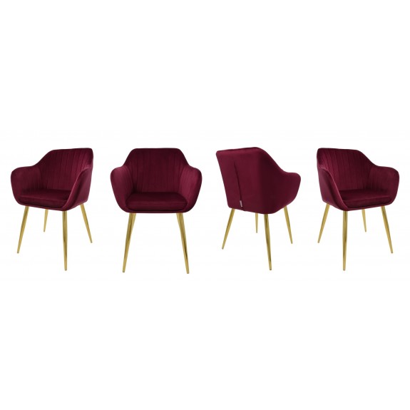 Fotel Dankor Design PIK X bordo WELUR nogi złote