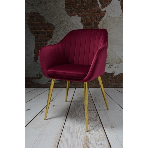 Fotel Dankor Design PIK X bordo WELUR nogi złote