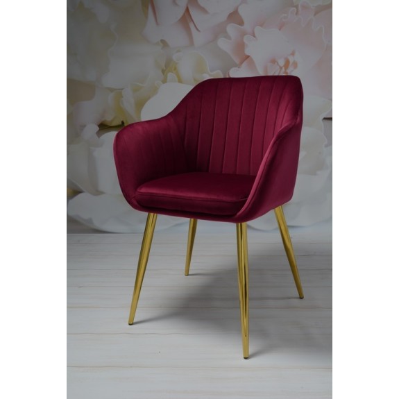 Fotel Dankor Design PIK X bordo WELUR nogi złote