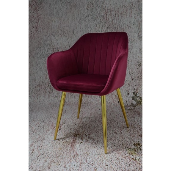Fotel Dankor Design PIK X bordo WELUR nogi złote