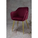 Fotel Dankor Design PIK X bordo WELUR nogi złote