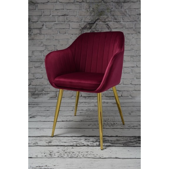 Fotel Dankor Design PIK X bordo WELUR nogi złote