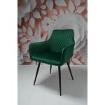 Fotel Dankor Design Lizbona welur zieleń butelkowa nogi czarne