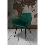 Fotel Dankor Design Lizbona welur zieleń butelkowa nogi czarne