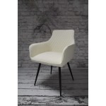 Fotel Dankor Design Lizbona sztruks biały / kremowy  nogi czarne