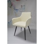 Fotel Dankor Design Lizbona sztruks biały / kremowy  nogi czarne