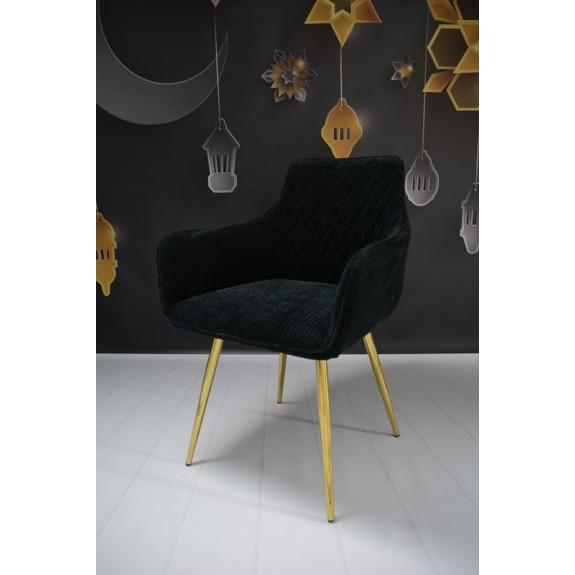Fotel Dankor Design Lizbona sztruks czarny  nogi złote