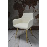 Fotel Dankor Design Lizbona sztruks biały / kremowy  nogi złote