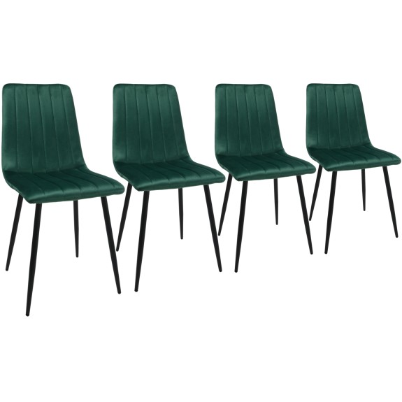 Zestaw 6 krzeseł Dankor Design AXA zieleń butelkowa nogi czarne