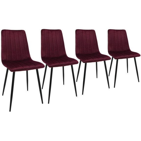 Zestaw 6 krzeseł Dankor Design AXA bakłażanowy nogi czarne