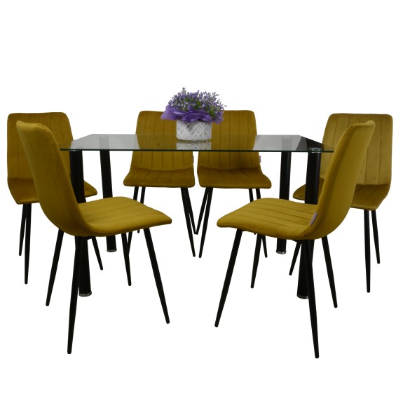 Zestaw Dankor Design stół + 6 szt krzeseł AXA złoty