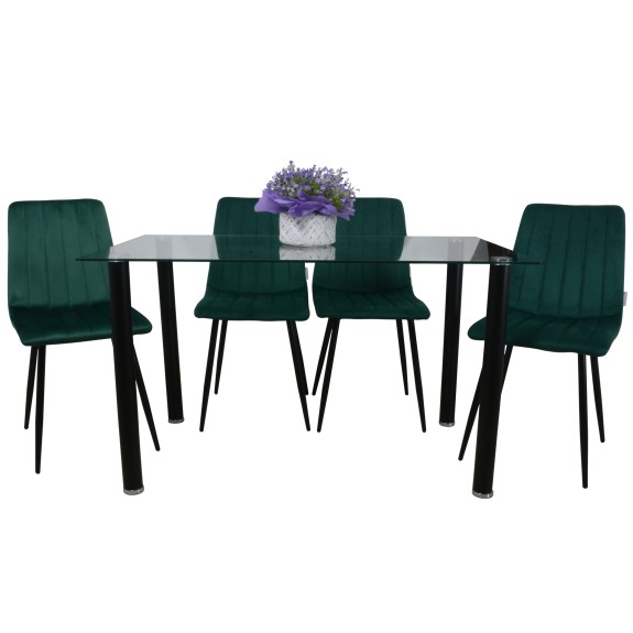 Zestaw Dankor Design stół + 4 szt krzeseł AXA zieleń butelkowa