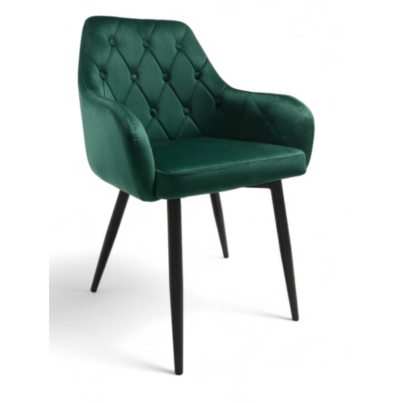 Krzesło Dankor Design Antwerpia welur zieleń butelkowa nogi czarne