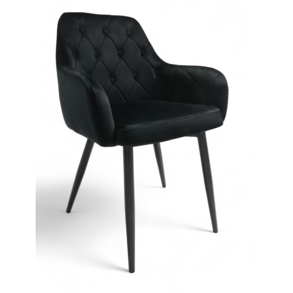 Krzesło Dankor Design Antwerpia welur czarny nogi czarne