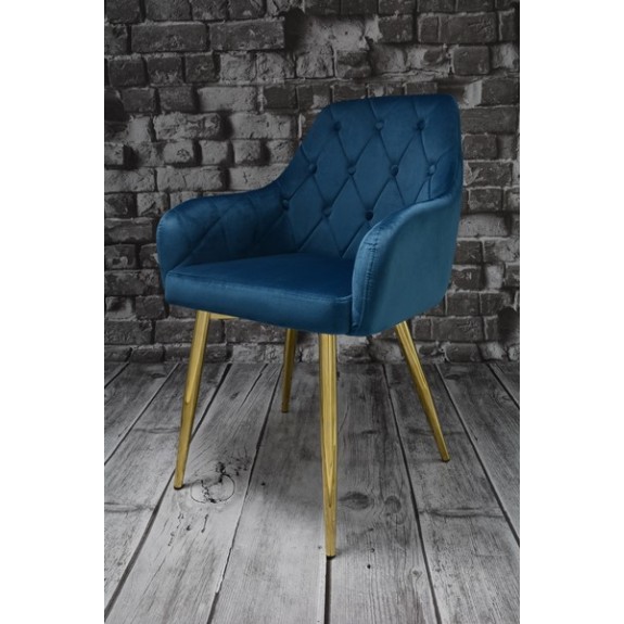 Krzesło Dankor Design Antwerpia welur granat nogi złoty chrom