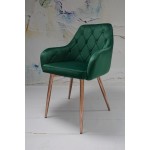 Krzesło Dankor Design Antwerpia welur zieleń butelkowa nogi różowy chrom