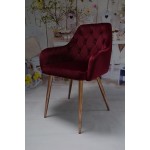 Krzesło Dankor Design Antwerpia welur bordo nogi różowy chrom