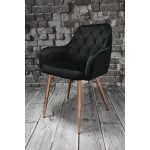Krzesło Dankor Design Antwerpia welur czarny nogi różowy chrom