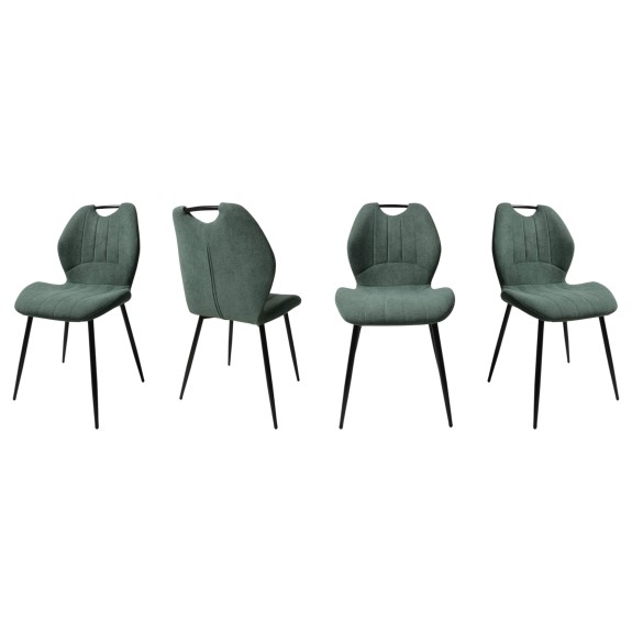 Zestaw 4 szt krzeseł Dankor Design Cleo zielony z rączką nogi czarne
