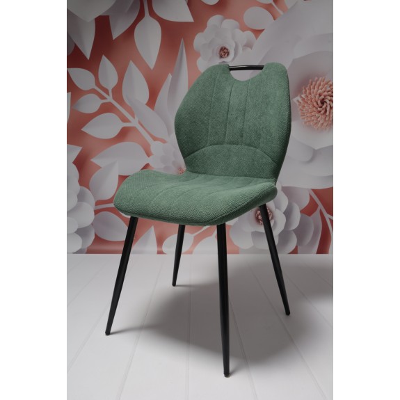 Zestaw 4 szt krzeseł Dankor Design Cleo zielony z rączką nogi czarne
