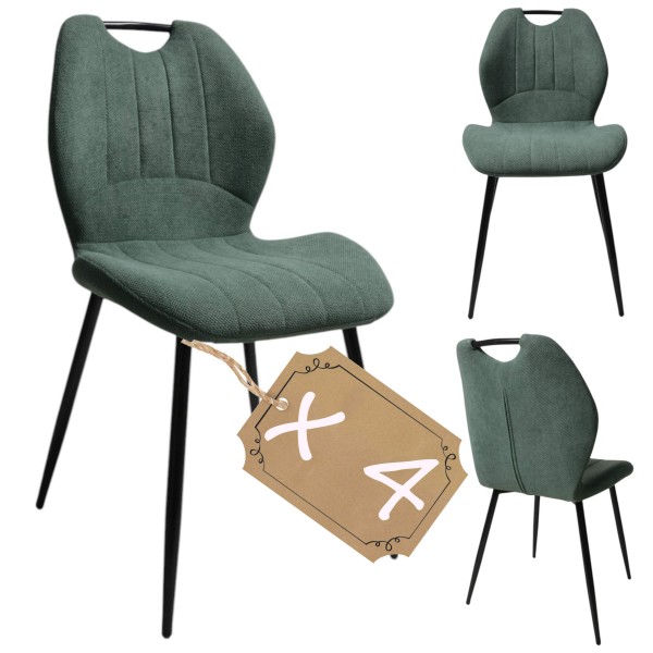 Zestaw 4 szt krzeseł Dankor Design Cleo zielony z rączką nogi czarne