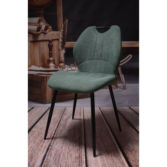 Zestaw 4 szt krzeseł Dankor Design Cleo zielony z rączką nogi czarne