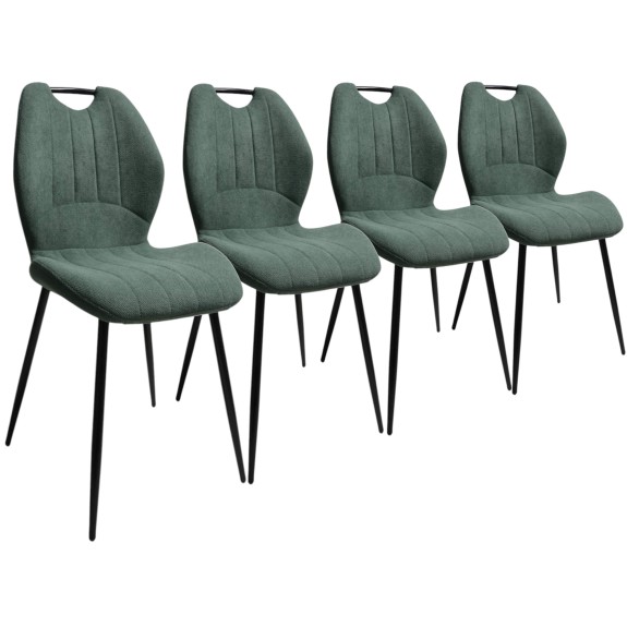 Zestaw 4 szt krzeseł Dankor Design Cleo zielony z rączką nogi czarne