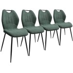 Zestaw 4 szt krzeseł Dankor Design Cleo zielony z rączką nogi czarne