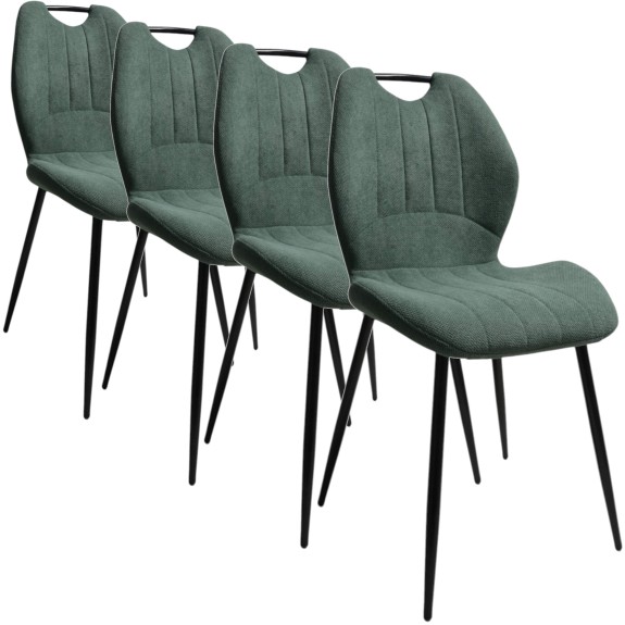 Zestaw 4 szt krzeseł Dankor Design Cleo zielony z rączką nogi czarne