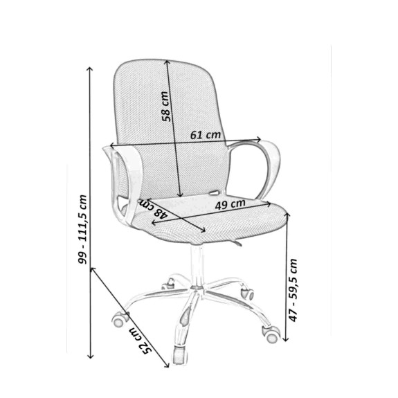 Fotel biurowy obrotowy LUK noga metalowa chromowana kółka PU ergonomiczny