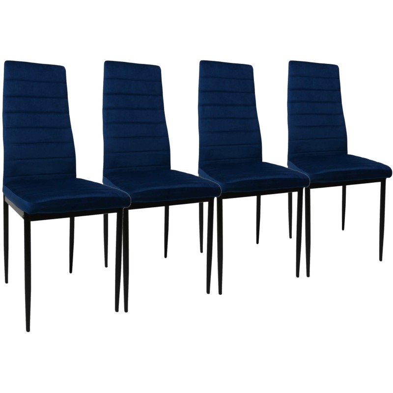 Zestaw 4 szt krzeseł DankorDesign Brand granatowy welur