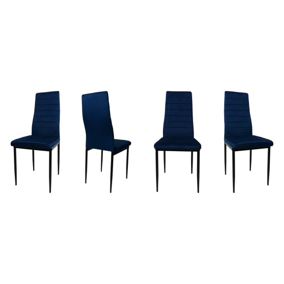 Zestaw 4 szt krzeseł DankorDesign Brand granatowy welur