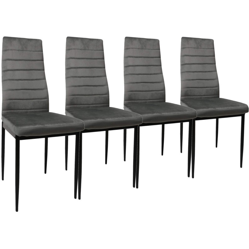 Zestaw 4 szt krzeseł DankorDesign Brand szary welur