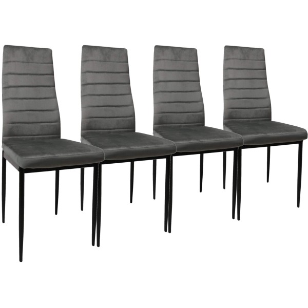 Zestaw 4 szt krzeseł DankorDesign Brand szary welur