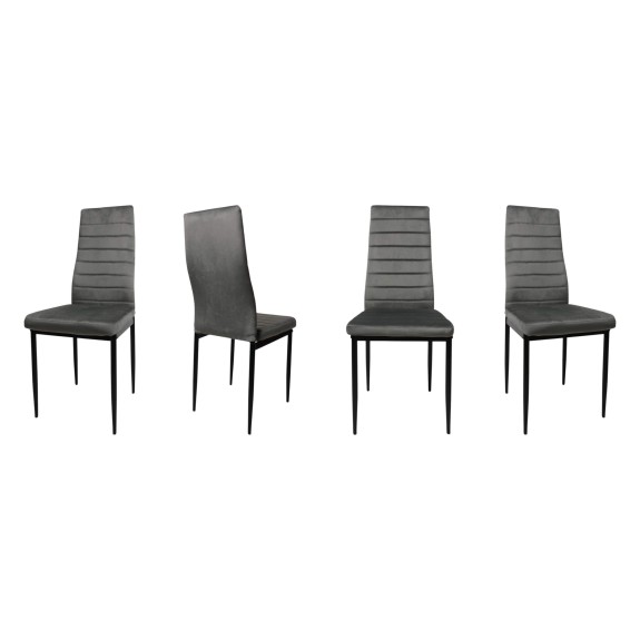 Zestaw 4 szt krzeseł DankorDesign Brand szary welur