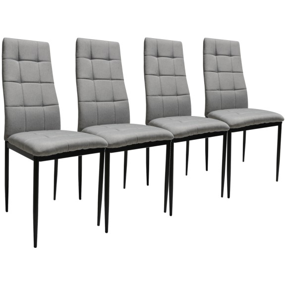 Zestaw 4 KRZESEŁ Dankor Design  Solden tapicerowane szary tkanina przeszywane kuchnia HIT