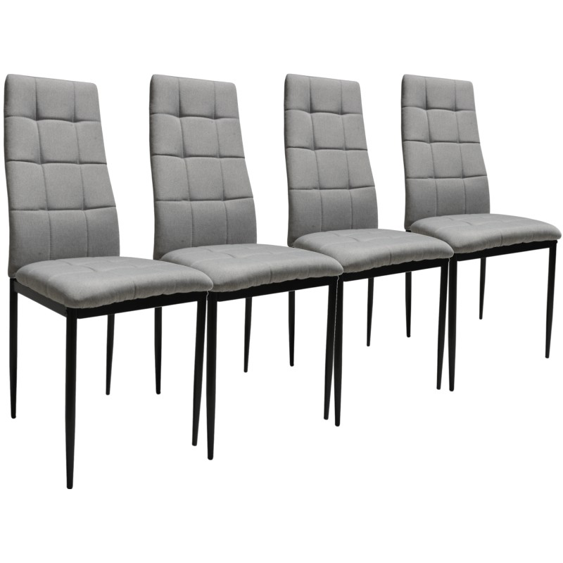 Zestaw 4 KRZESEŁ Dankor Design  Solden tapicerowane szary tkanina przeszywane kuchnia HIT