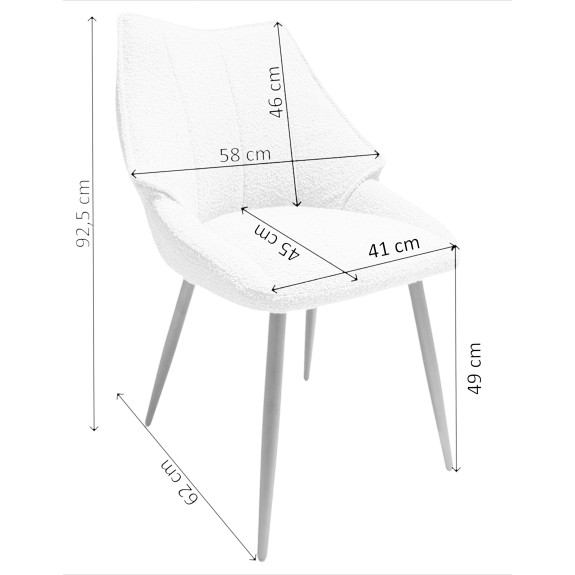 Krzesło Dankor Design Triest Bukla biała nogi czarne