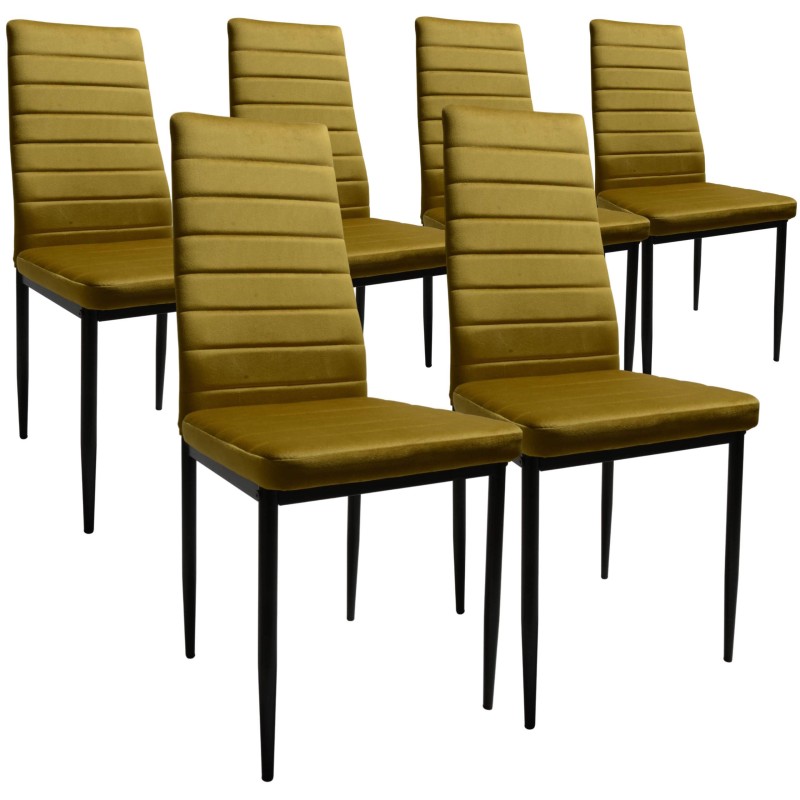 Zestaw 6 szt krzeseł DankorDesign Brand welur złoty